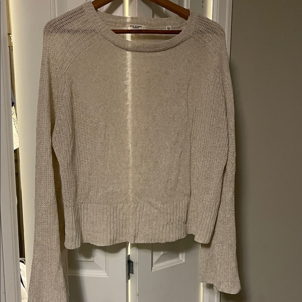 Max Studio Beige Knit Top Sweater Medium